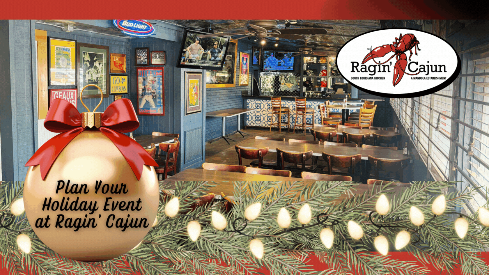 Book Your Holiday Party at Ragin’ Cajun